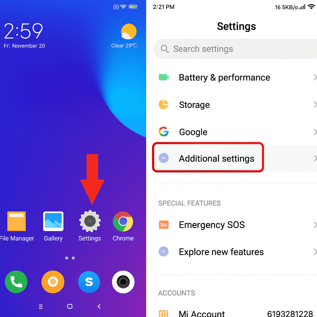 Open Settings on your Android device