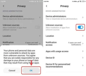 Install Unknown Apps and Allow